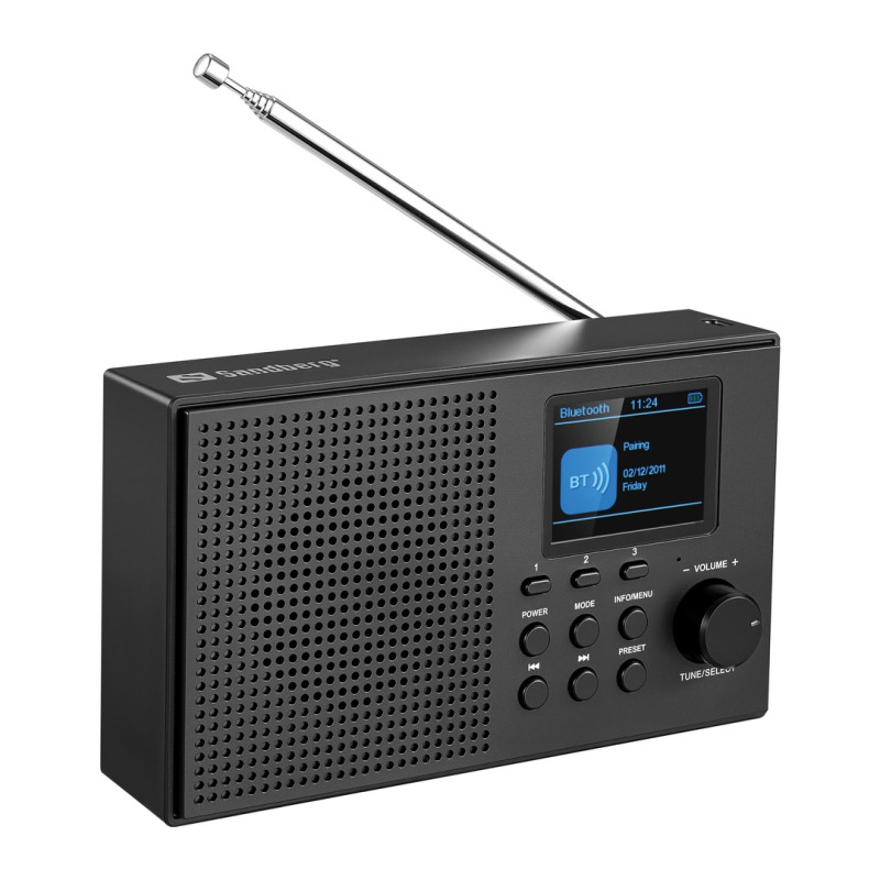 NONAME - Sandberg Speaker Radio DAB+BT Recharge, prenosné DAB+/FM rádio s Bluetooth, čierna