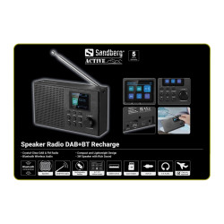 NONAME - Sandberg Speaker Radio DAB+BT Recharge, prenosné DAB+/FM rádio s Bluetooth, čierna