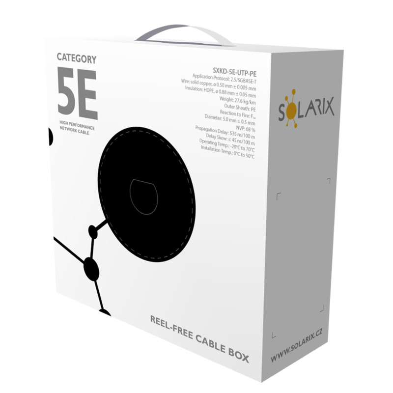 Instalačný kábel Solarix CAT5E UTP PE Fca vonkajší 100m/box SXKD-5E-UTP-PE
