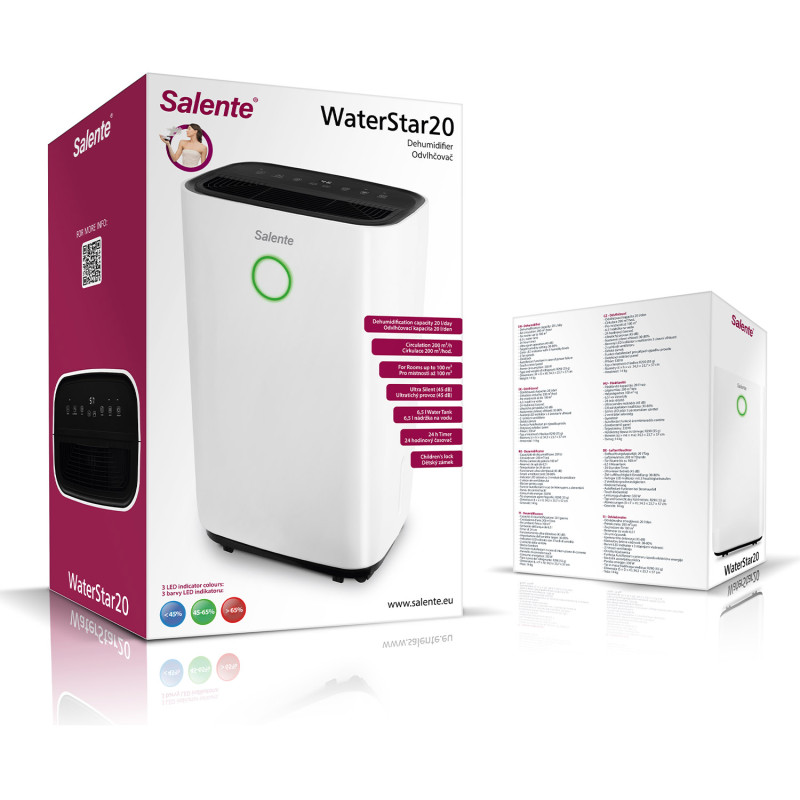 Salente WaterStar20, odvlhčovač vzduchu, 20l/deň, biely