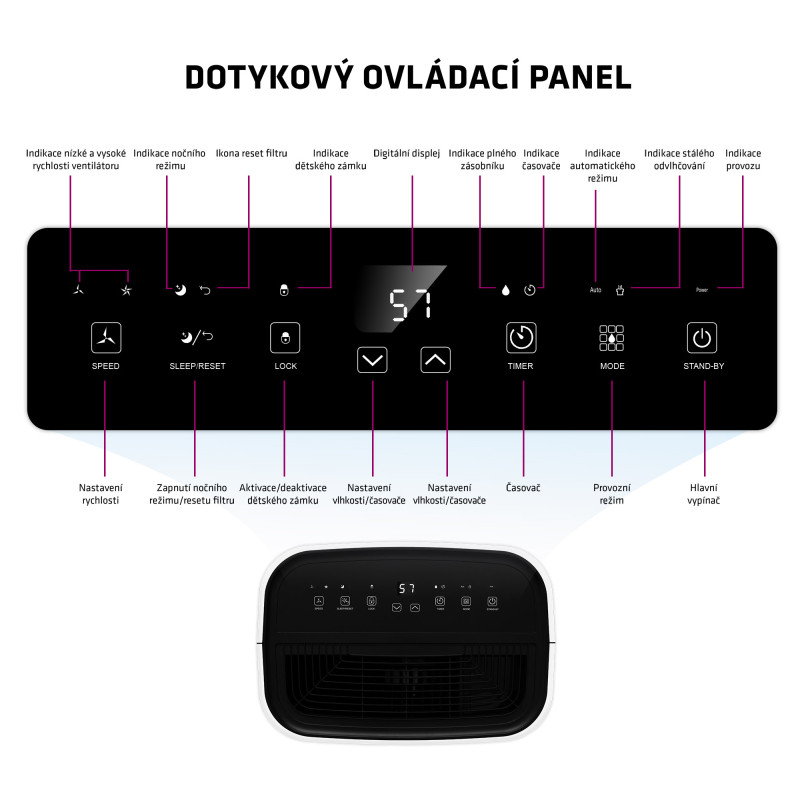 Salente WaterStar20, odvlhčovač vzduchu, 20l/deň, biely