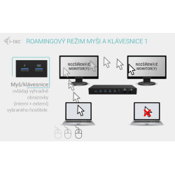 i-tec USB-C KVM Docking station pre 3 Hosts, Dual Display, 2x Power Delivery (1x 92W/2x 65W)