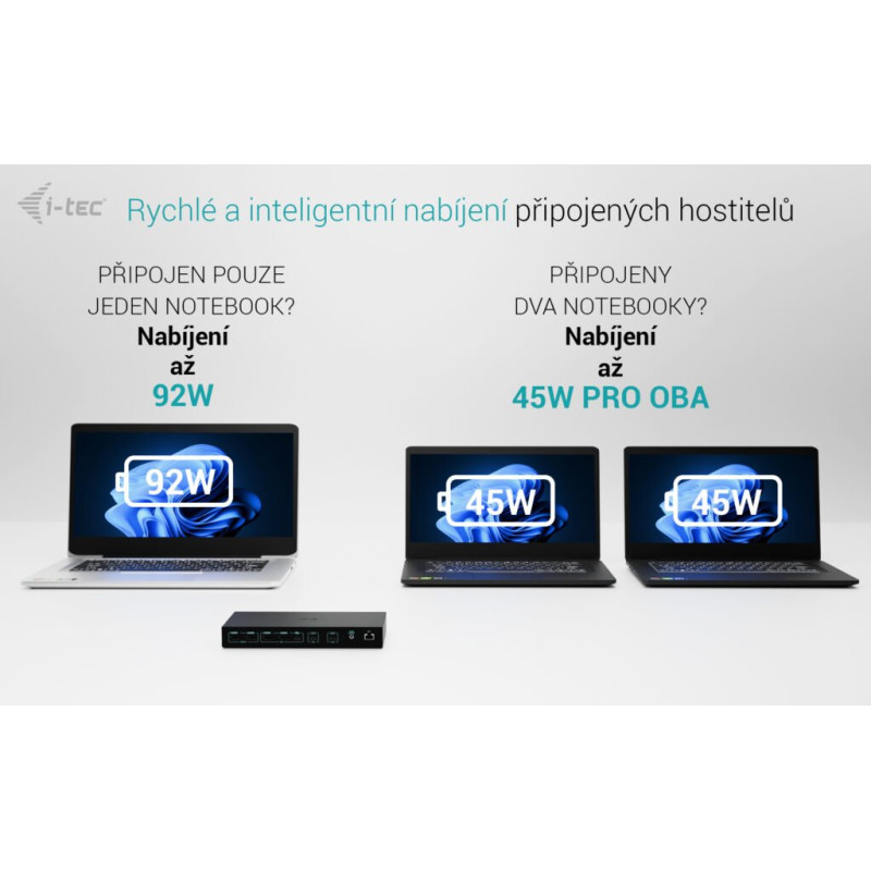 i-tec USB-C KVM Docking station pre 3 Hosts, Dual Display, 2x Power Delivery (1x 92W/2x 65W)