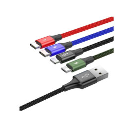 NONAME - Baseus CA1T4-B01 Fast 4in1 Kabel Lightning, 2x USB-C, MicroUSB 3.5A 1.2m Black