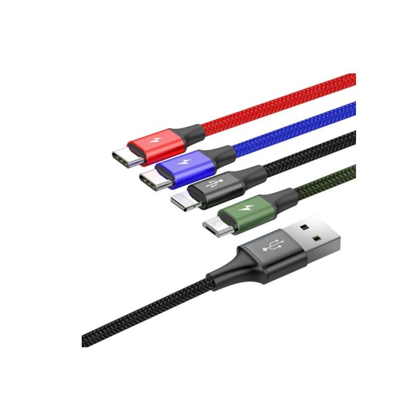NONAME - Baseus CA1T4-B01 Fast 4in1 Kabel Lightning, 2x USB-C, MicroUSB 3.5A 1.2m Black