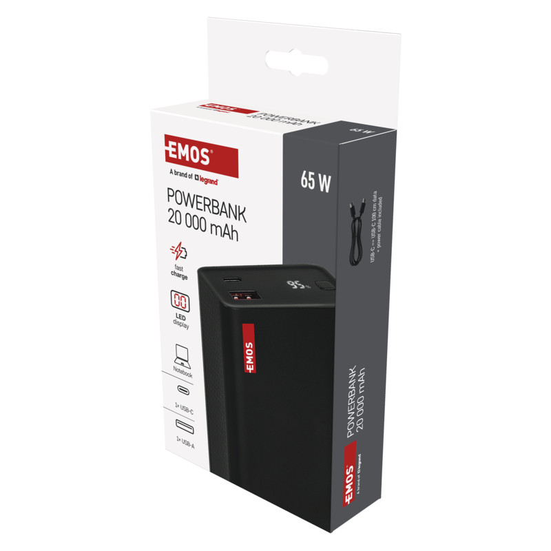 EMOS PWB NTBF20 20000 MAH 65W PD 1×USB-C 1×USB-A
