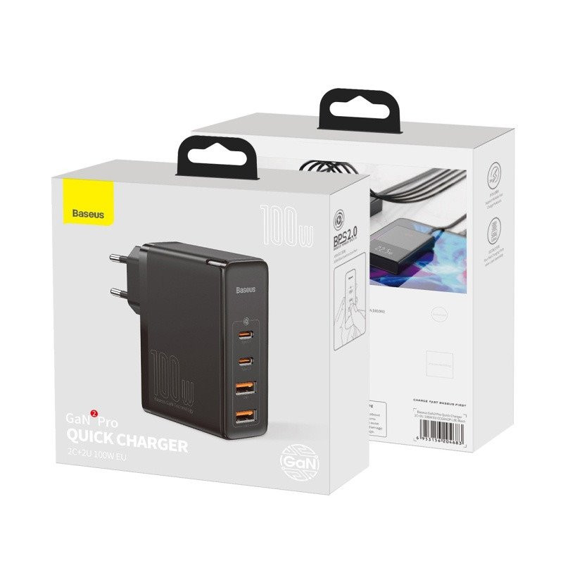 NONAME - Baseus CCGAN2P-L01 GaN2 Pro Quick Nabíjačka 2xUSB + 2xUSB-C 100W Black