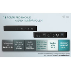 i-tec Universal Intelligent Dual Display Docking Station, Power Delivery 100W