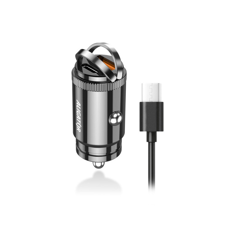 Aligator mini nabíjačka do auta Power Delivery 30W, USB-C + USB-A, USB-C/USB-C kábel