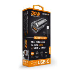 Aligator mini nabíjačka do auta Power Delivery 30W, USB-C + USB-A, USB-C/USB-C kábel