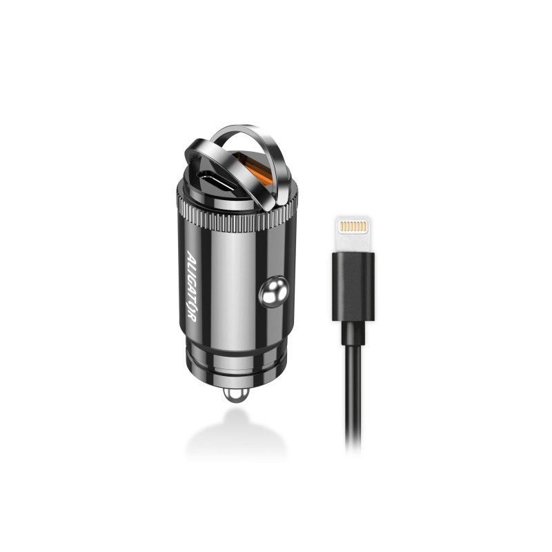 Aligator mini nabíjačka do auta Power Delivery 30W, USB-C+USB-A, USB-C kábel pre iPhone/iPad