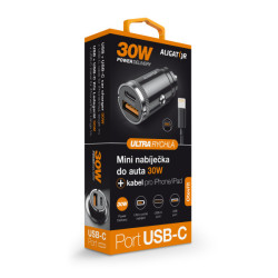 Aligator mini nabíjačka do auta Power Delivery 30W, USB-C+USB-A, USB-C kábel pre iPhone/iPad