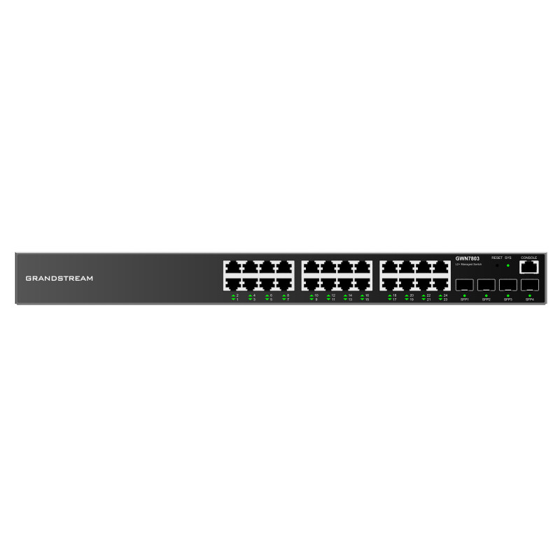 Grandstream GWN7803 L2+ Managed Network Switch 24x 1Gb RJ45, 4x SFP, DHCP, QoS, VLAN