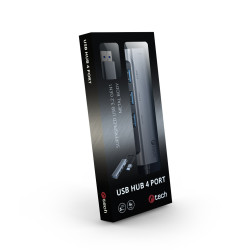 HUB USB C-tech UHB-U3-AL, 4x USB 3.2 Gen 1, hliníkové telo