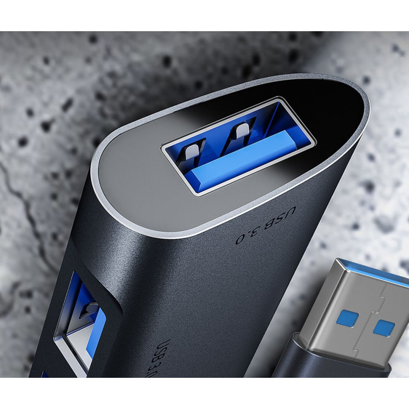 HUB USB C-tech UHB-U3-AL, 4x USB 3.2 Gen 1, hliníkové telo