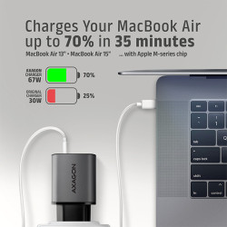 AXAGON ACU-PQ67 GaN nabíjačka do siete 67W, USB-A + USB-C, PD3.0/PPS/QC4+/SFC2.0/Apple