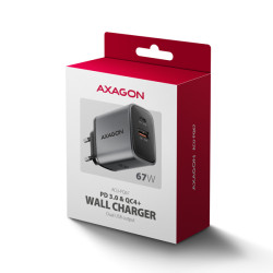 AXAGON ACU-PQ67 GaN nabíjačka do siete 67W, USB-A + USB-C, PD3.0/PPS/QC4+/SFC2.0/Apple