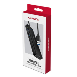 AXAGON HUE-C2A, 4× USB 5Gbps TRAVEL húb, 2× USB-A + 2× USB-C, USB-C napájanie, kábel USB-A 19cm