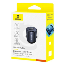NONAME - Baseus Tiny Star Mini Nabíjačka do Auta USB-C/USB-C 30W Cosmic Black