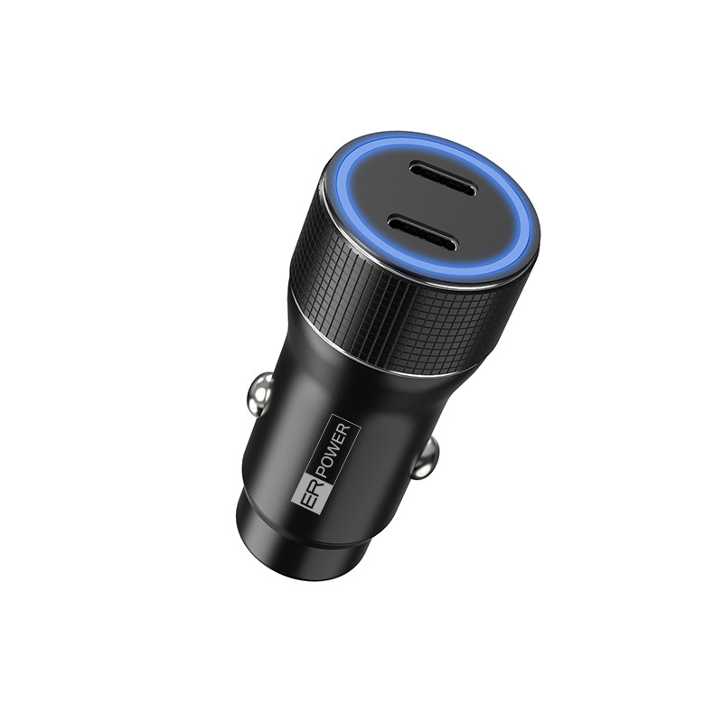 ER POWER 40W USB-C PD+QC 3.0 kovová duálna autonabíjačka