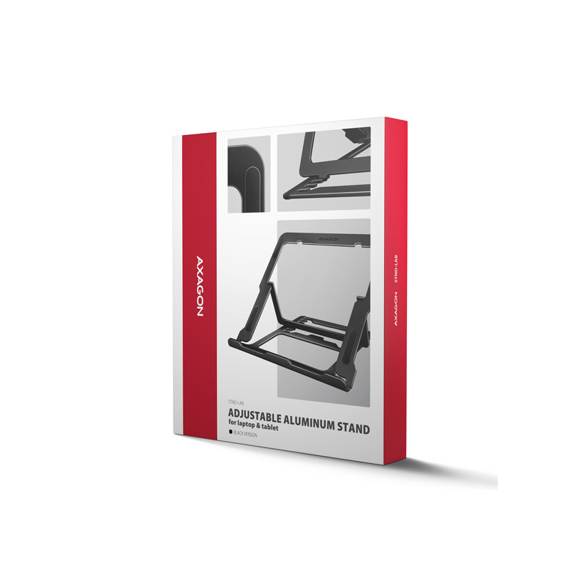 AXAGON STND-LAB hliníkový stojan na notebook 10''-17.3'' nastaviteľná výška, čierny