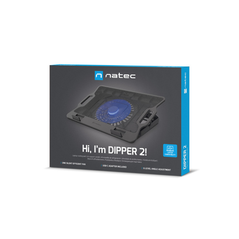 Chladiaca podložka pre nb Natec DIPPER 2, 12,1-17,3“, LED, 1xventilátor, 2xUSB