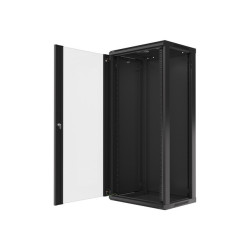 LANBERG RACKOVÁ SKRIŇA 19'' NÁSTENNÁ 27U/600X450 (FLAT PACK) S PRESKLENÝMI DVERMI ČIERNA V2