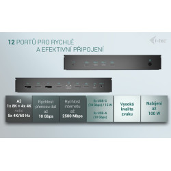 i-tec Universal 5x 4K Display Docking Station, Power Delivery 100W
