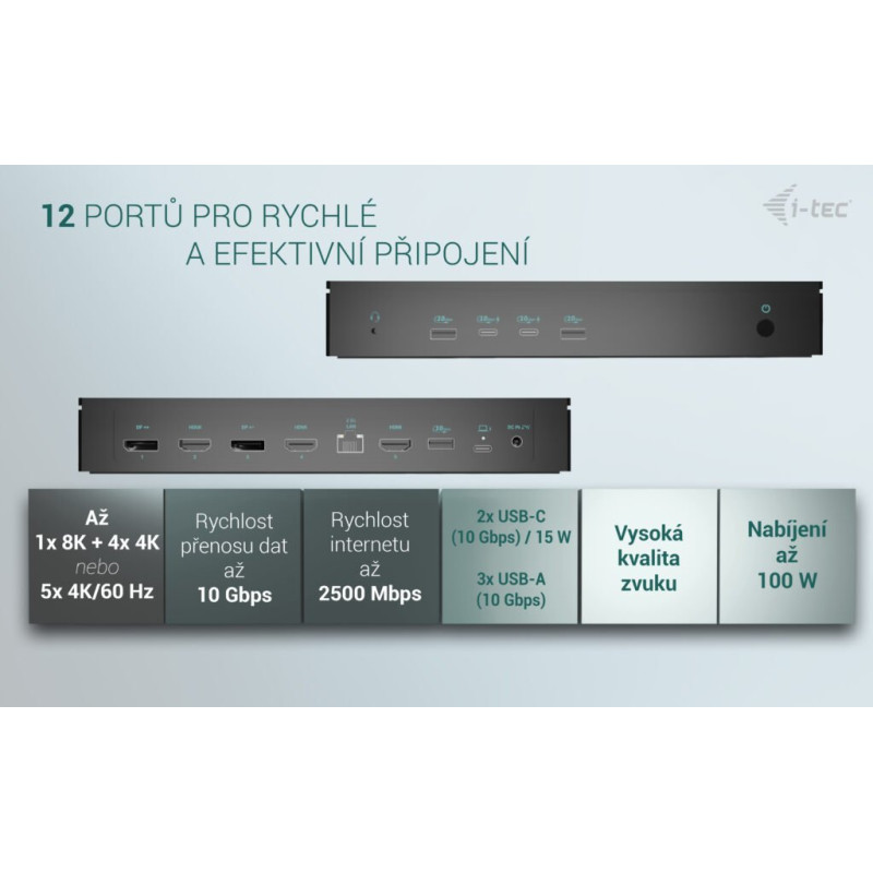 i-tec Universal 5x 4K Display Docking Station, Power Delivery 100W