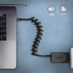 AXAGON BUCM-CM10TB, TWISTER kábel USB-C -- USB-C, 0.6m, USB 2.0, PD 60W 3A, ALU, tpe, čierny
