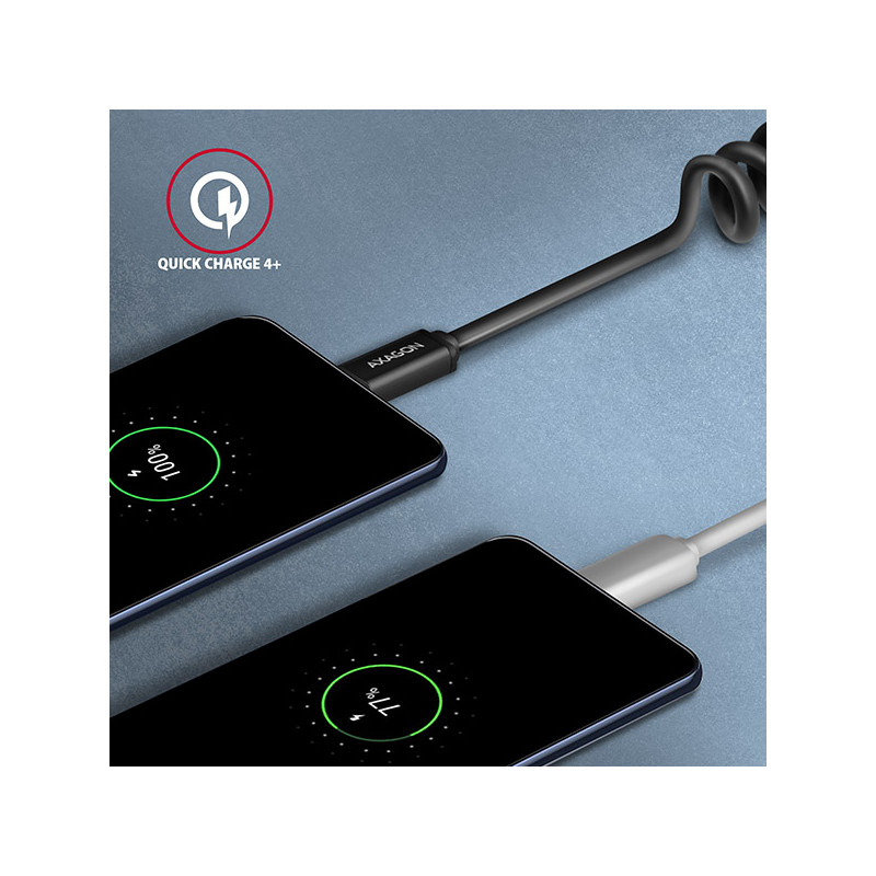 AXAGON BUCM-CM10TB, TWISTER kábel USB-C -- USB-C, 0.6m, USB 2.0, PD 60W 3A, ALU, tpe, čierny