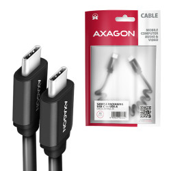 AXAGON BUCM-CM10TB, TWISTER kábel USB-C -- USB-C, 0.6m, USB 2.0, PD 60W 3A, ALU, tpe, čierny