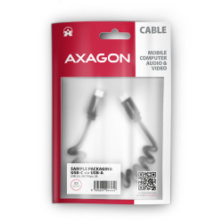 AXAGON BUCM-CM10TB, TWISTER kábel USB-C -- USB-C, 0.6m, USB 2.0, PD 60W 3A, ALU, tpe, čierny