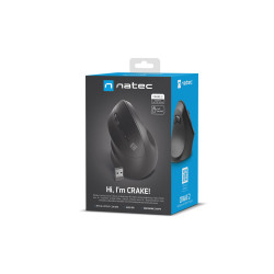 Natec CRAKE 2/Kancelárska/Optická/Pre ľavákov/2 400 DPI/USB+BT/Čierna