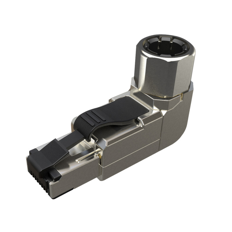 SOLARIX - Konektor MPTL 90° RJ45 CAT6A STP samorezný SXRJ45-6A-STP-BK-SA-U