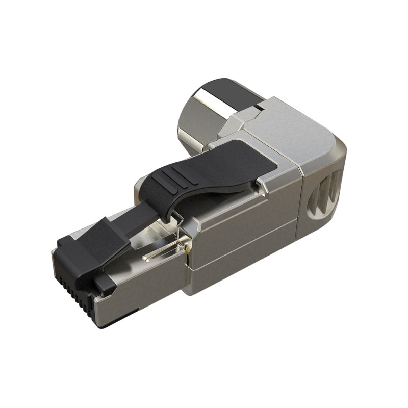 SOLARIX - Konektor MPTL 90° RJ45 CAT6A STP samorezný SXRJ45-6A-STP-BK-SA-U