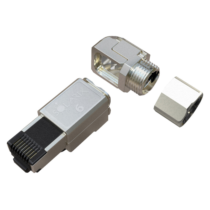 SOLARIX - Konektor MPTL 90° RJ45 CAT6A STP samorezný SXRJ45-6A-STP-BK-SA-U