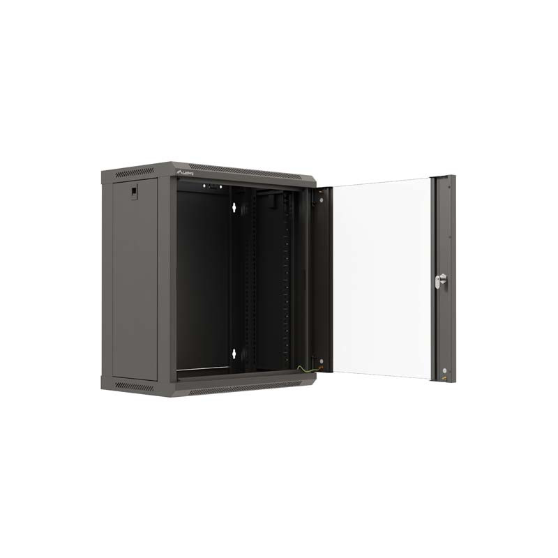 LANBERG 19'' RACKOVÁ SKRIŇA PRO MONTÁŽ NA STENU 12U/540X350 (PLOCHÉ BALENIE) S PROSKLENÝMI DVERMI ČIERNA