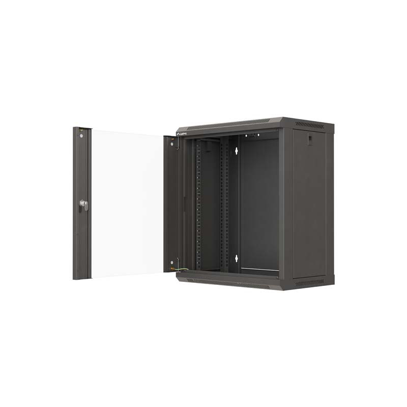 LANBERG 19'' RACKOVÁ SKRIŇA PRO MONTÁŽ NA STENU 12U/540X350 (PLOCHÉ BALENIE) S PROSKLENÝMI DVERMI ČIERNA