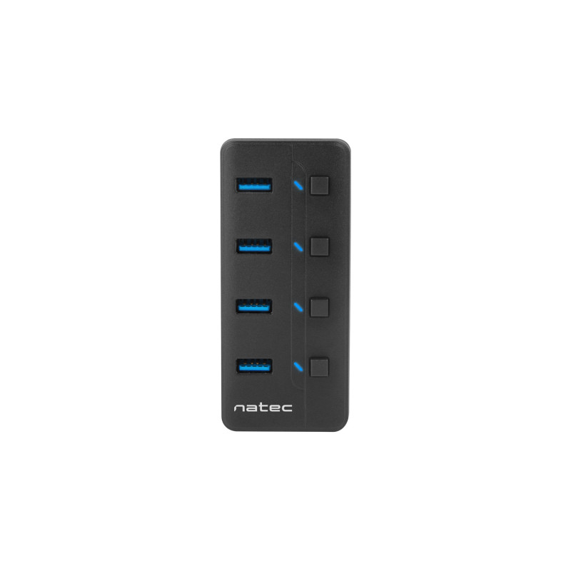 Natec Mantis 2 aktivní rozbočovač s funkciou nabíjania 4x USB 3.0 HUB, vypínač, napájací adaptér