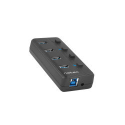 Natec Mantis 2 aktivní rozbočovač s funkciou nabíjania 4x USB 3.0 HUB, vypínač, napájací adaptér