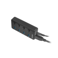 Natec Mantis 2 aktivní rozbočovač s funkciou nabíjania 4x USB 3.0 HUB, vypínač, napájací adaptér
