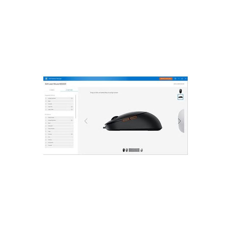 Dell MS3220/Kancelárska/Laserová/Pre pravákov/3 200 DPI/Drôtová USB/Čierna
