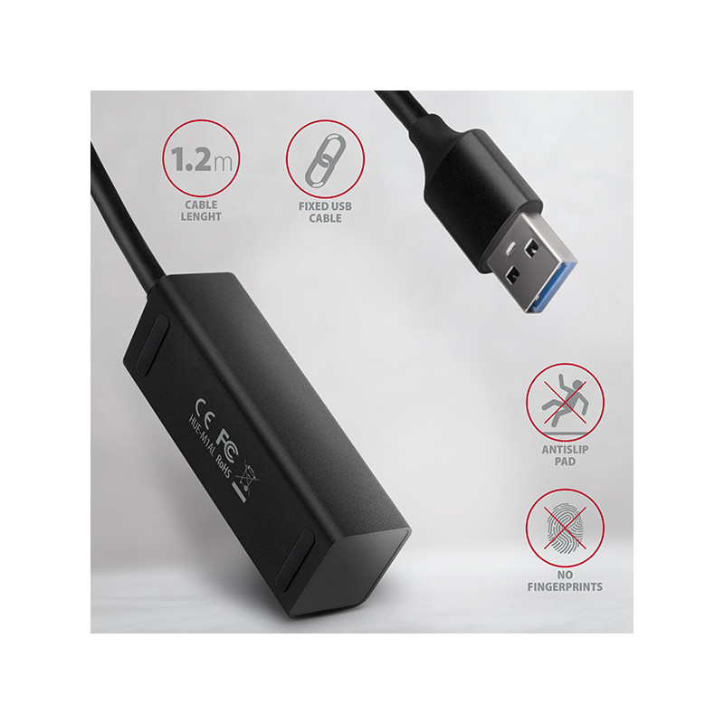 AXAGON HUE-M1AL, 4x USB 3.2 Gen 1 MINI húb, kovový, kábel USB-A 1.2m