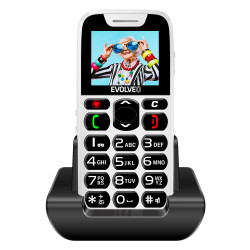 EVOLVEO EasyPhone, mobilný telefón pre seniorov s nabíjacím stojanom, biela