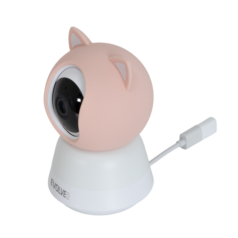 EVOLVEO Baby Monitor LUX- Múdra 360 ° videoopatrovateľka s nočným videním, detekciou plače a pohybu, ružová