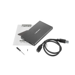 Externý box pre HDD 2,5'' USB 3.0 Natec Rhino Go, černý, hliníkové telo