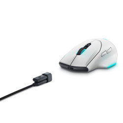 Dell Alienware 620M/Herná/Optická/Pre pravákov/26 000 DPI/Drôtová+bezdrôtová/Biela