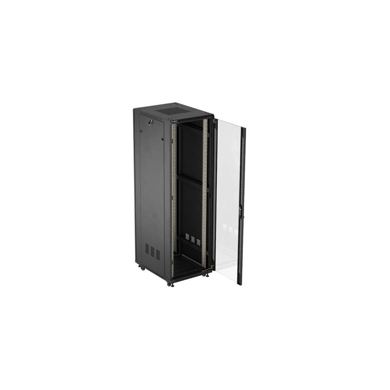 LANBERG 19'' VOĽNE STOJÚCA RACKOVÁ SKRIŇA 42U/600X800 (FLAT PACK) S PRESKLENÝMI DVERAMI ČIERNA