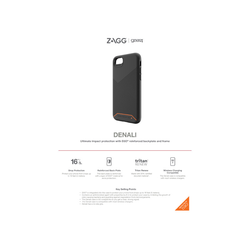 ZAGG GEAR4 D3O Denali kryt iPhone SE/SE2/6/7/8 černý